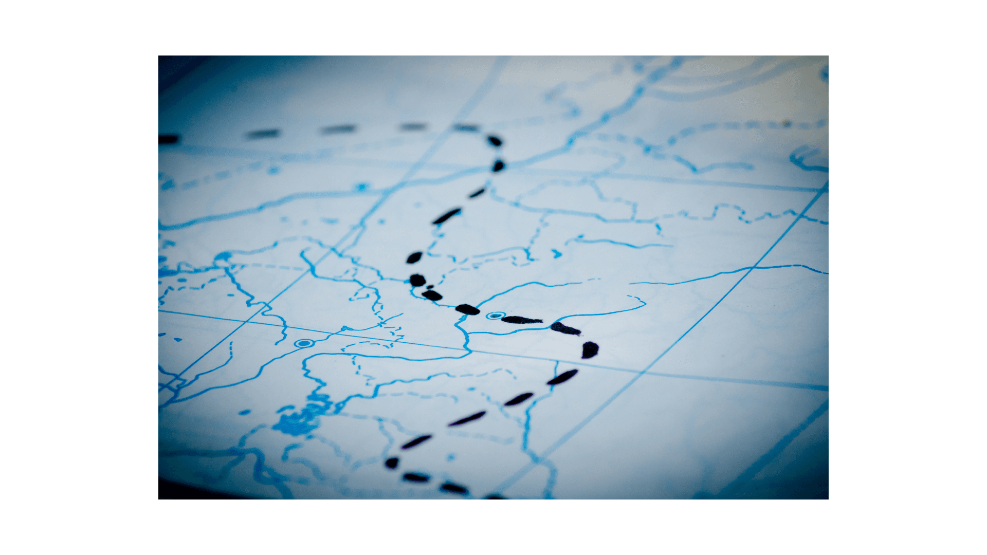 Marked nautical map used to represent route logging