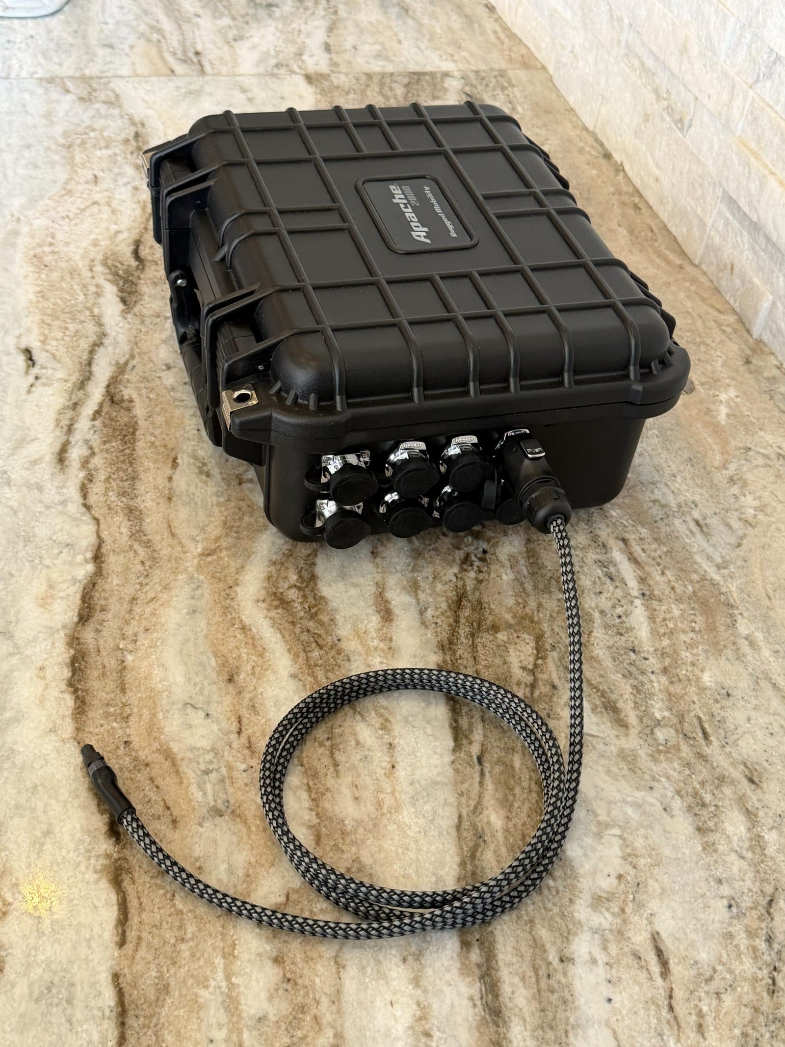 Closed Reactor prototype showing connector panel and braided cable