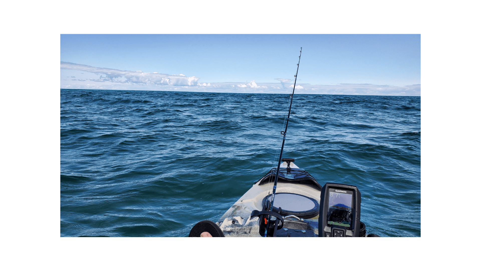 Jackson Cuda 12 kayak with electronics on Lake Michigan