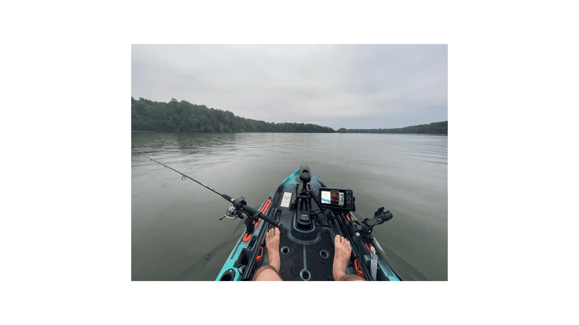 Old Town Autopilot kayak with electronics on Raystown Lake